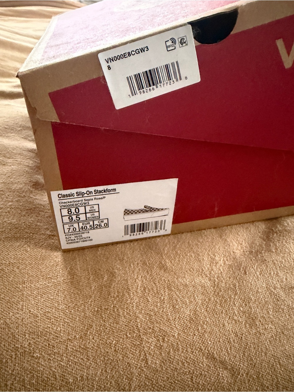 Vans Checkerboard Slip-On Sepia Rose & Cream - Picture 2 of 2